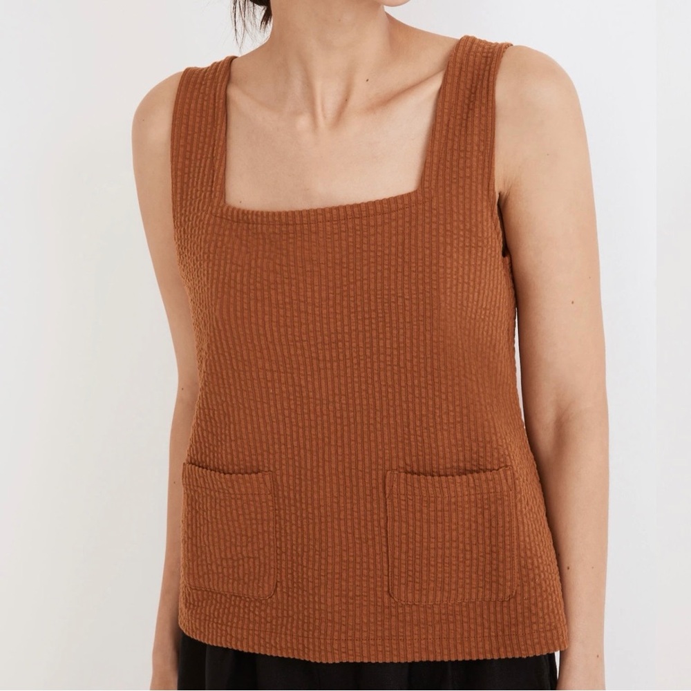 Madewell Knit Seersucker Patch Pocket Tank
